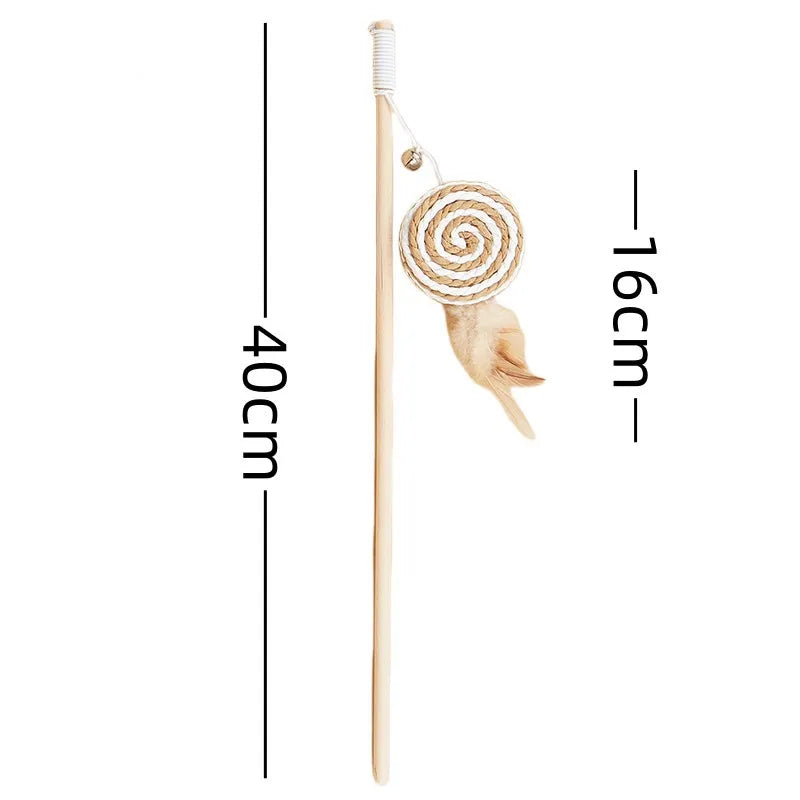 Cat Toy Cat Teaser Sticks Wooden Pole Tease Cat Stick Mouse Bell Tease Cat Stick Cat Self Hi Interactive Cat Toy
