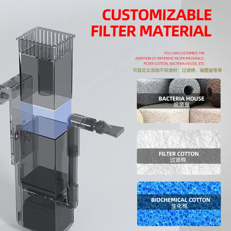 6W Aquarium Surface Oil Skimmer Filter Mute Auto Oil Film Processor Remove Tool for Aquarium Fish Tank Water Filtration 220-240V