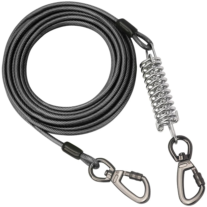 Tie Out Cable Dog Leash with spring Durable Anti-Bite Two Head dog Leash, Outdoor Dogs Leash Belt For Small Medium Dog Walking