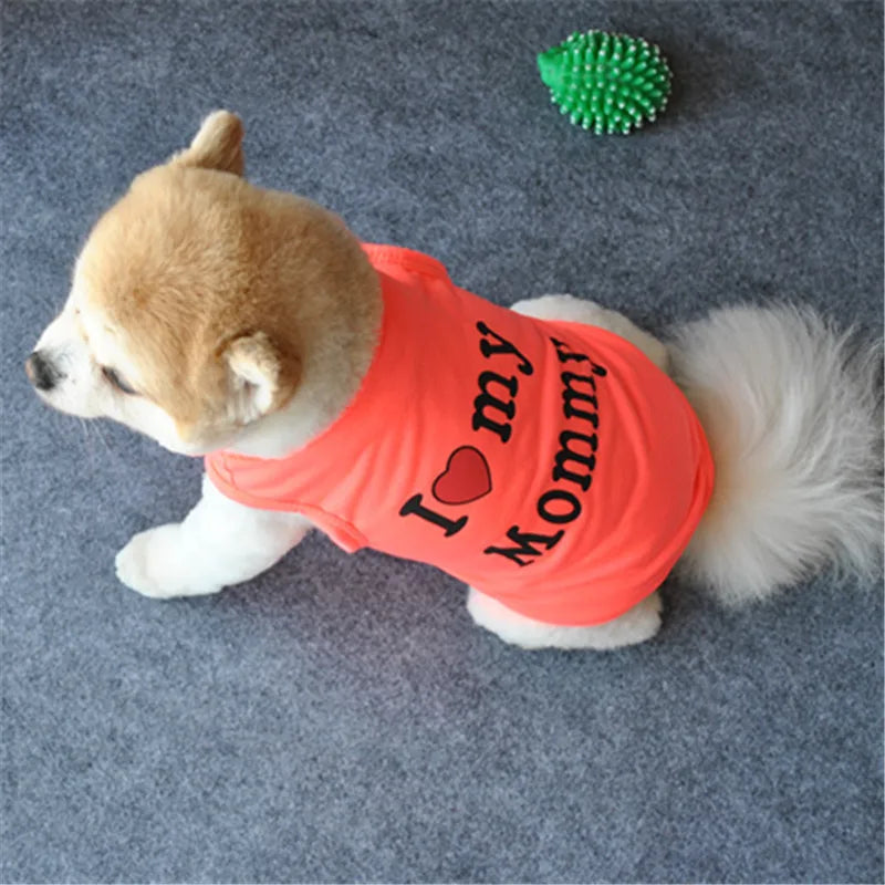 Small Dog Clothes Soft Cotton Puppy Shirt Classic Daddy Mommy Printed T-shirt Pet Vest Clothing for Cats Chihuahua Dog Apparel