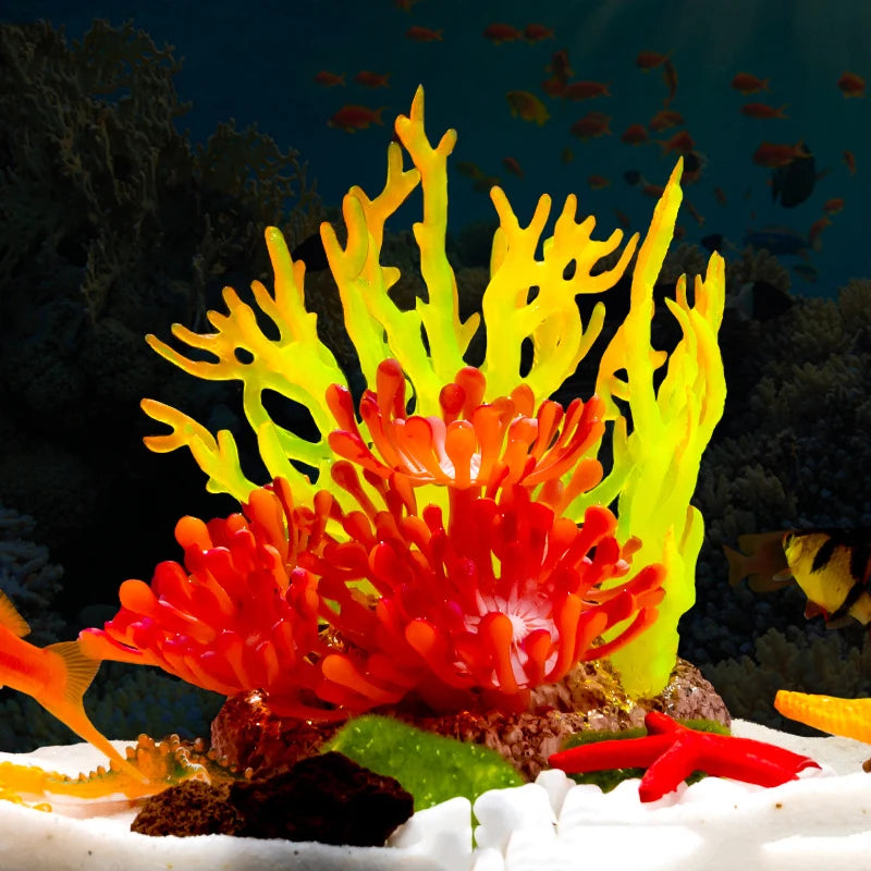 Artificial Silicone Underwater Coral Aquarium Fish Tank Simulation Decoration Aquarium Backgrounds Plants Water Grass Decora