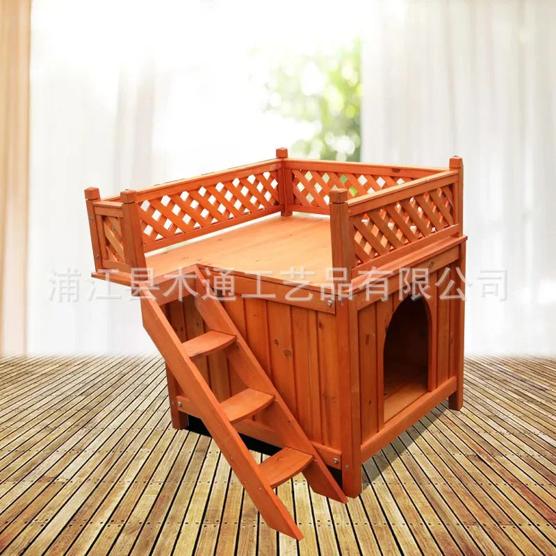 Teddy's Nest Kennel Wooden Cage Kennel Dog Furniture Small Double Deck Kennel Cat Villa Cat Nest Cattery