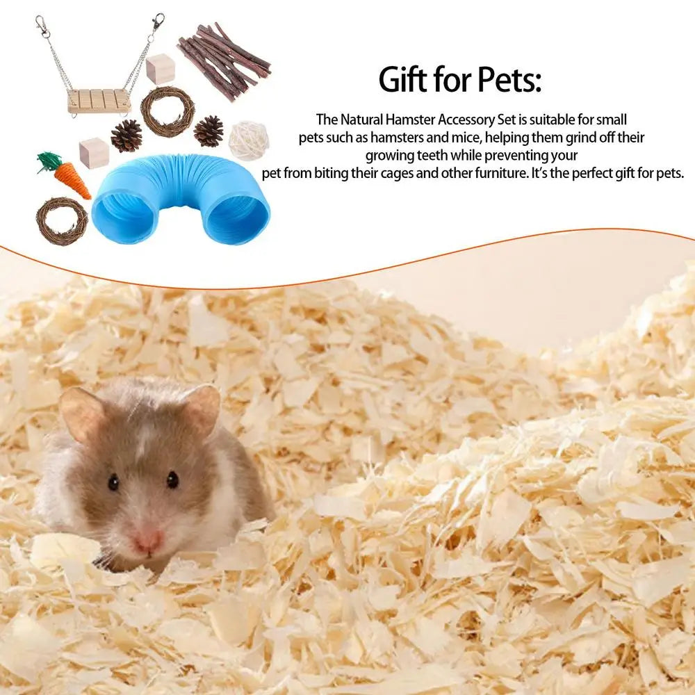 11Pcs Combination Hamsters Rabbit Toys Tunnel Set Toy Hamster Toys Set Pet Rabbit Guinea Pig Parrot Play Molar Wooden Supplies