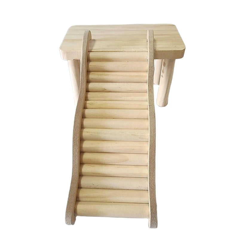 Smooth Hamster Hideaway Wooden Hamster House with Climbing Ladder Small Pet Castle Arch Bridge for Dwarf Mice Gerbils Small Pets