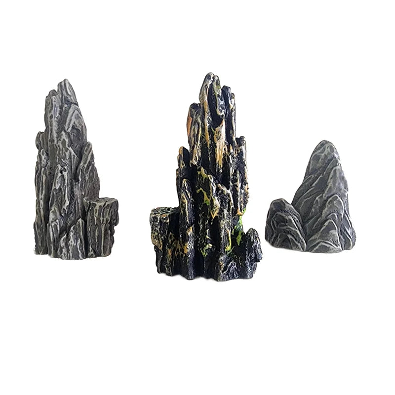Simulated Moss Small Rockery Aquarium Ornaments Decoration Artificial Resin Pool for fish Tank Creative Ornament Background Home