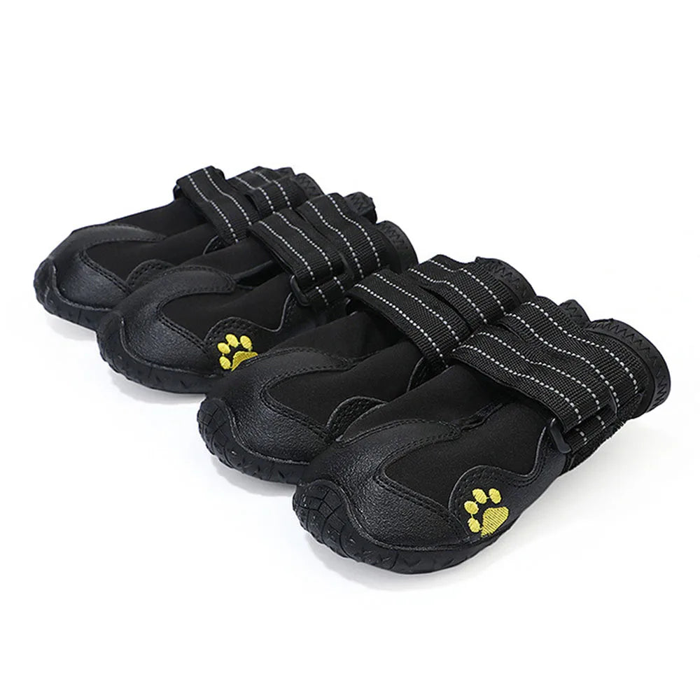 4pcs/set Pet Dog Shoes Reflective Waterproof Dog Boots Warm Snow Rain Pet Booties Anti-slip Socks Footwear For Medium Large Dogs
