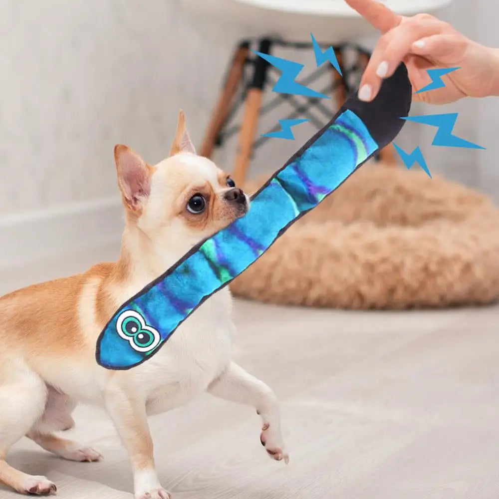 Snake Dog Toy With Squeakers Plush Puppy Toys With Squeakers At The Tail Blue Rainbow Squeaky Pet Snake Toy Long Dog Toys For