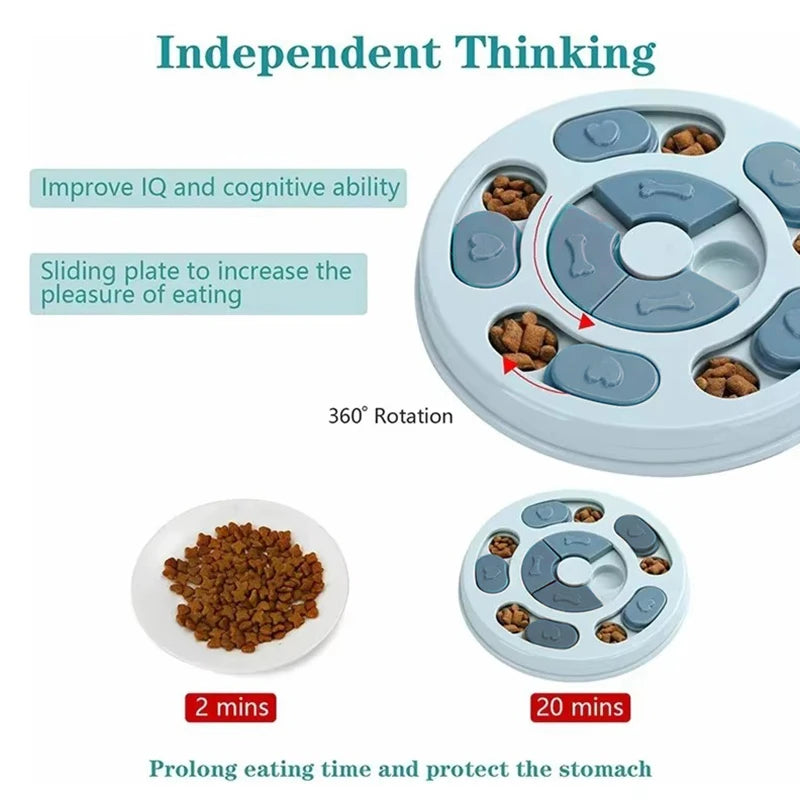 Dog Puzzle Toys Slow Food Dispenser Feeding Interactive Plate Bowl Non-Slip Anti-choking Increase IQ Cat Dogs Training Games