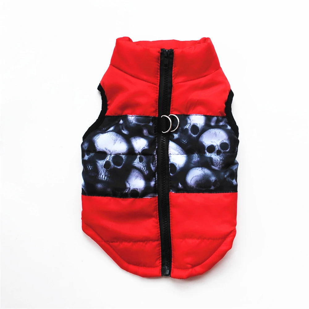 Windproof Pet Vest Jacket Winter Warm Big Dog Clothes Puppy Harness Clothing Funny Printed Coat for Small Medium Dogs Cats XS-XL