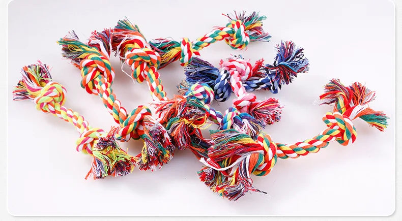 Pet dog cotton rope toys teeth cleaning teeth grinding resistant to bite rope knot toy rope double section cotton rope teething