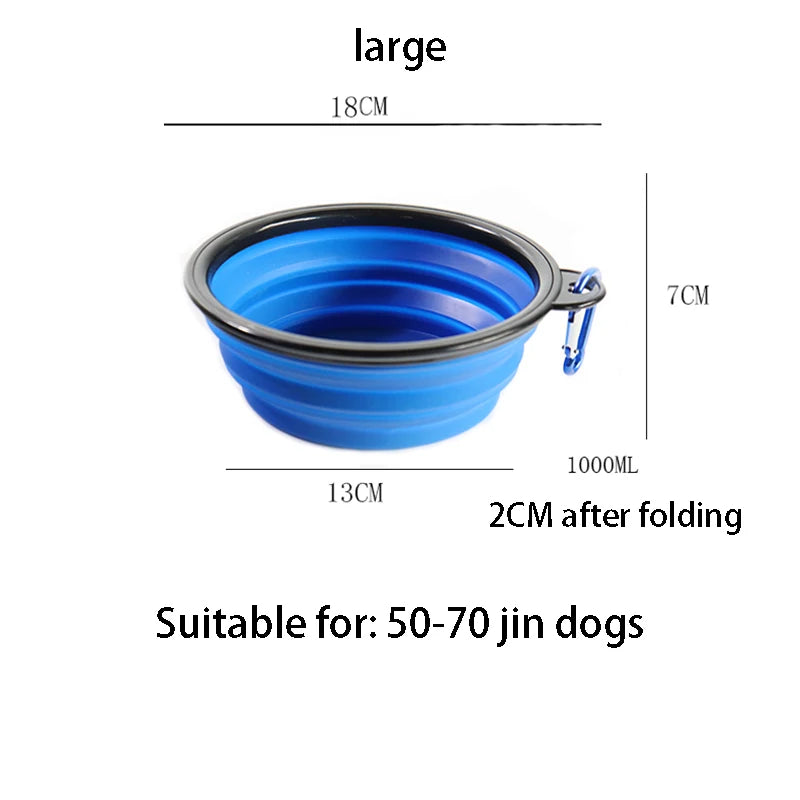 350/1000ml Large Collapsible Dog Pet Folding Silicone Bowl Outdoor Travel Portable Puppy Food Container Feeder Dish Bowl