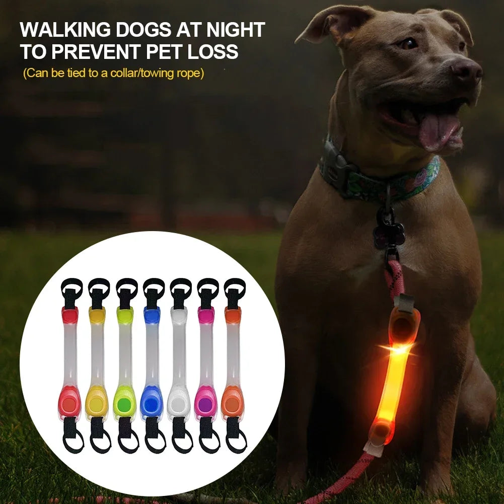 Dog Anti Lost Safety Glowing Collar Multi-Color Pendant Outdoor Waterproof Warning Led Flashing Light Strip Pet Traction Supplie