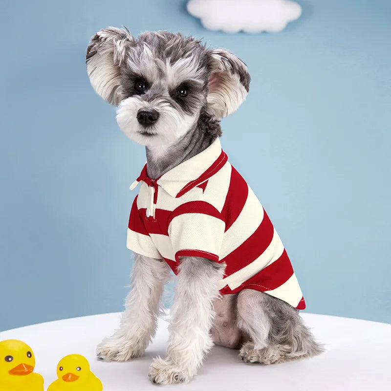 Striped Pet Polo Shirt Summer Dog Clothes for Small Dogs Cotton Puppy Vest Chihuahua Bichon Costume Cat T Shirt Dog Undershirt