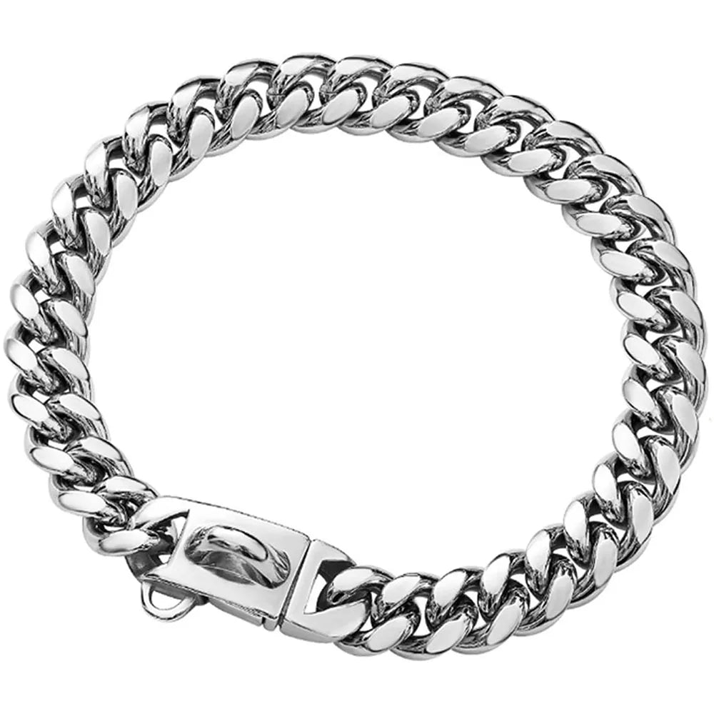 Gold Dog Chain Collar 15mm Stainless Steel Cuban Link Chain Strong Heavy Duty Chew Proof Dog Necklace with Buckle for Dogs