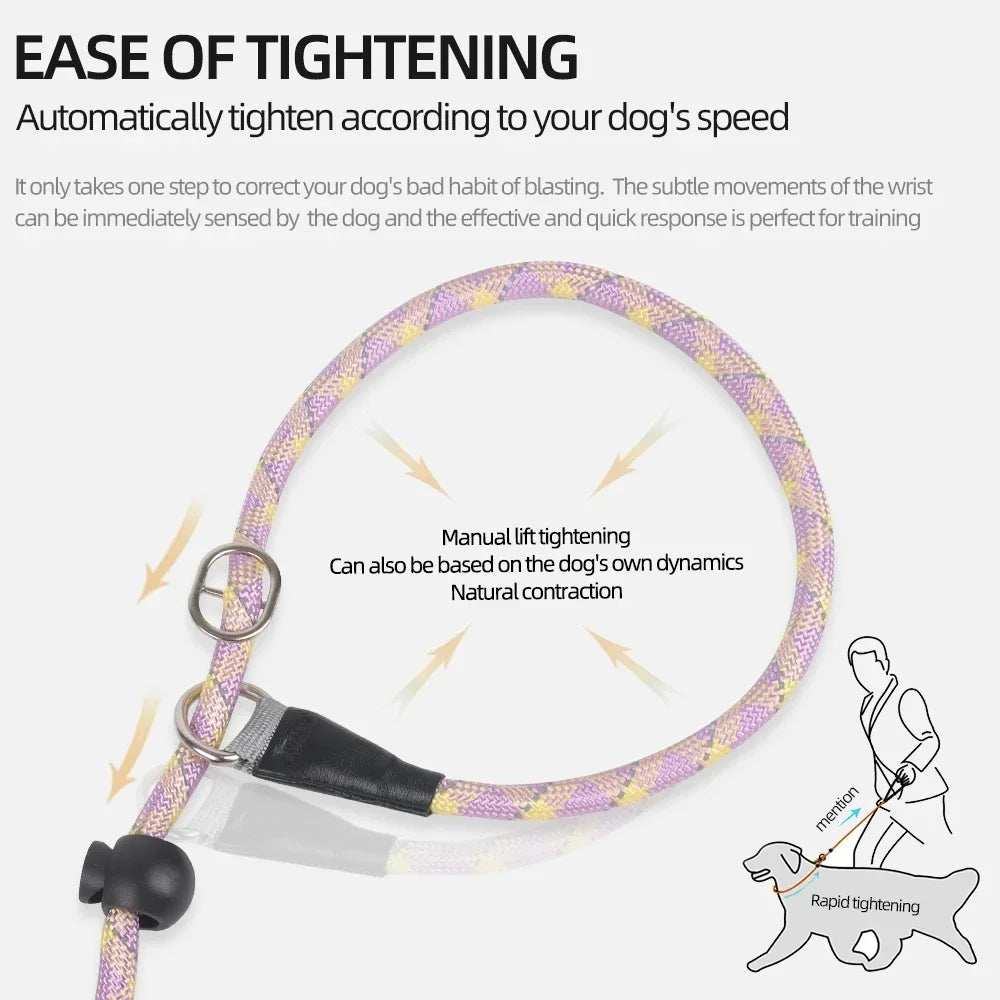 Dog Collar Dog Leash P Chain Slip Rope Leads Leash Pet Puppy Nylon Rope Adjustable Loop Collar Slip Lead for Training Large Dogs
