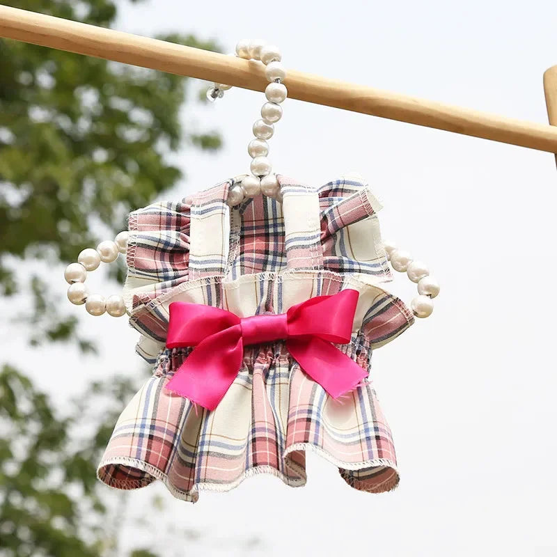 Plaid Dog Dress Cute Princess Dresses Cat Plaid Vest Small and Medium-sized Pet Clothing Classical Style Printed Pattern Clothes