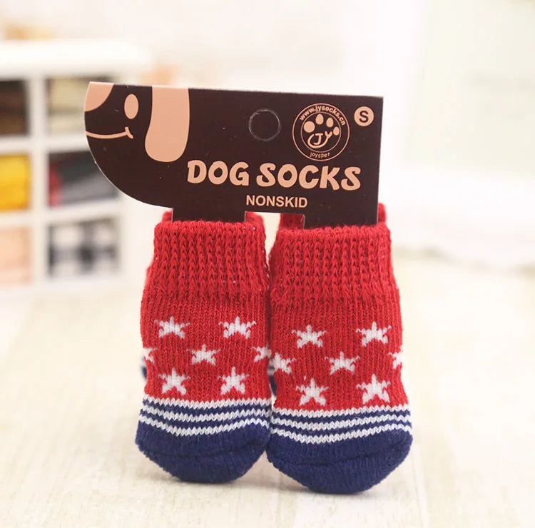 4pcs/Set Dog Shoes For Small Dogs Anti Slip Cat Socks For Cat Cute Dog Socks Pet Chihuahua Dog Clothes Christmas Dog Accessories