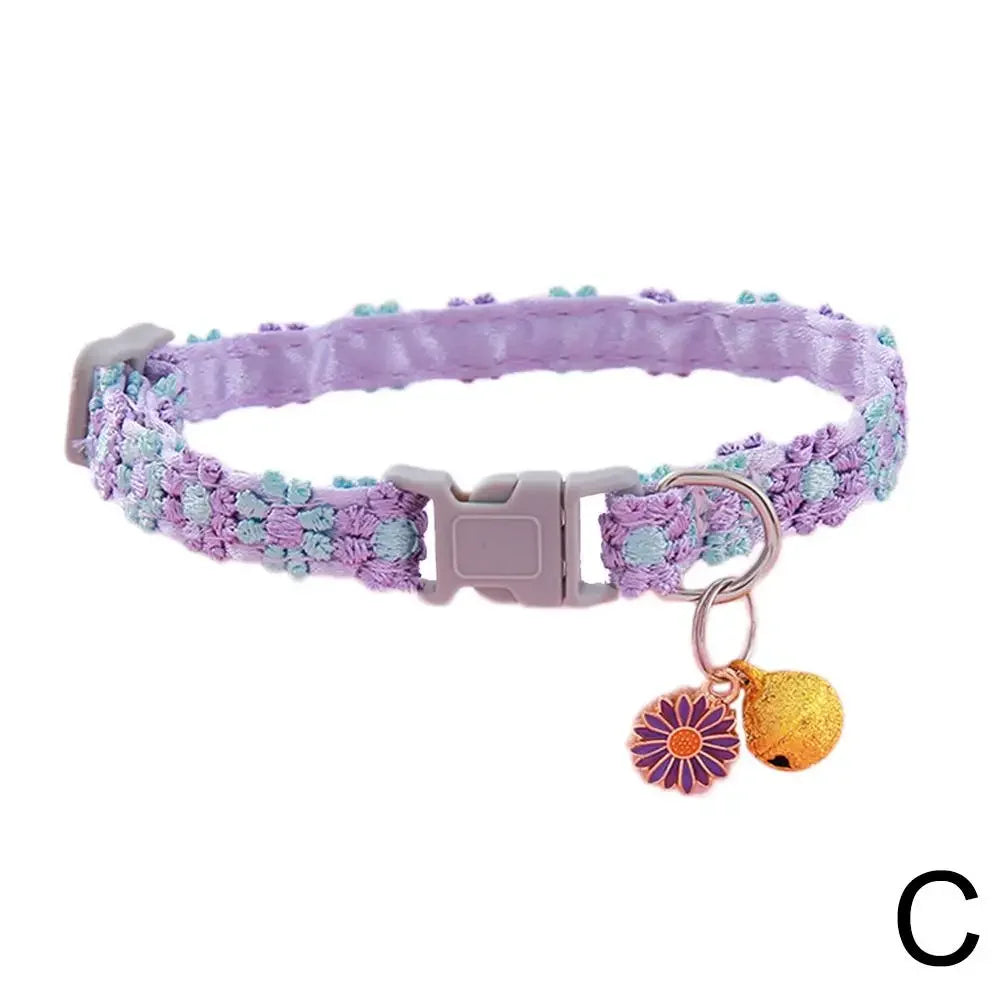 Pet Collar Adjustable Colorful Lace Flower Cat Collar Cute Product Kitten Cat Necklace Pet Dog Puppy Collar Bell Accessory O3N2