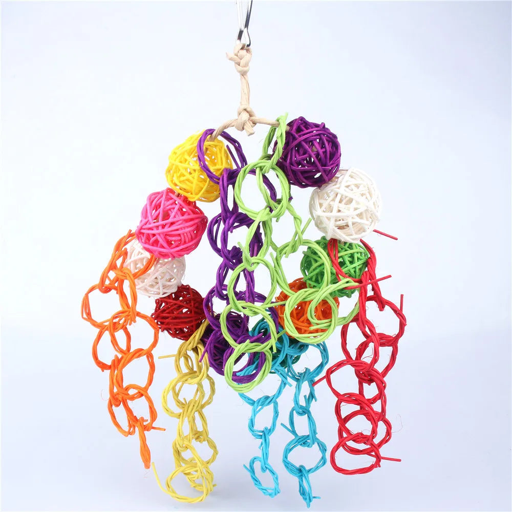 Parrot toys, Colorful wooden bird supplies, Unique shape, Diverse ways to play, Complete variety, Large parrot bite bird toys