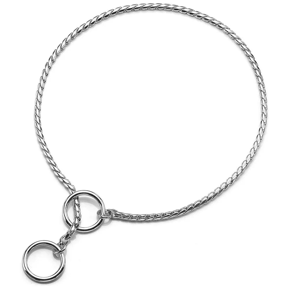 Metal Chain Dog Show Collar Pet Slip Collar for Shows Fine Brass Snake Choke Chain Collar Adjustable for Small Medium Large Dogs