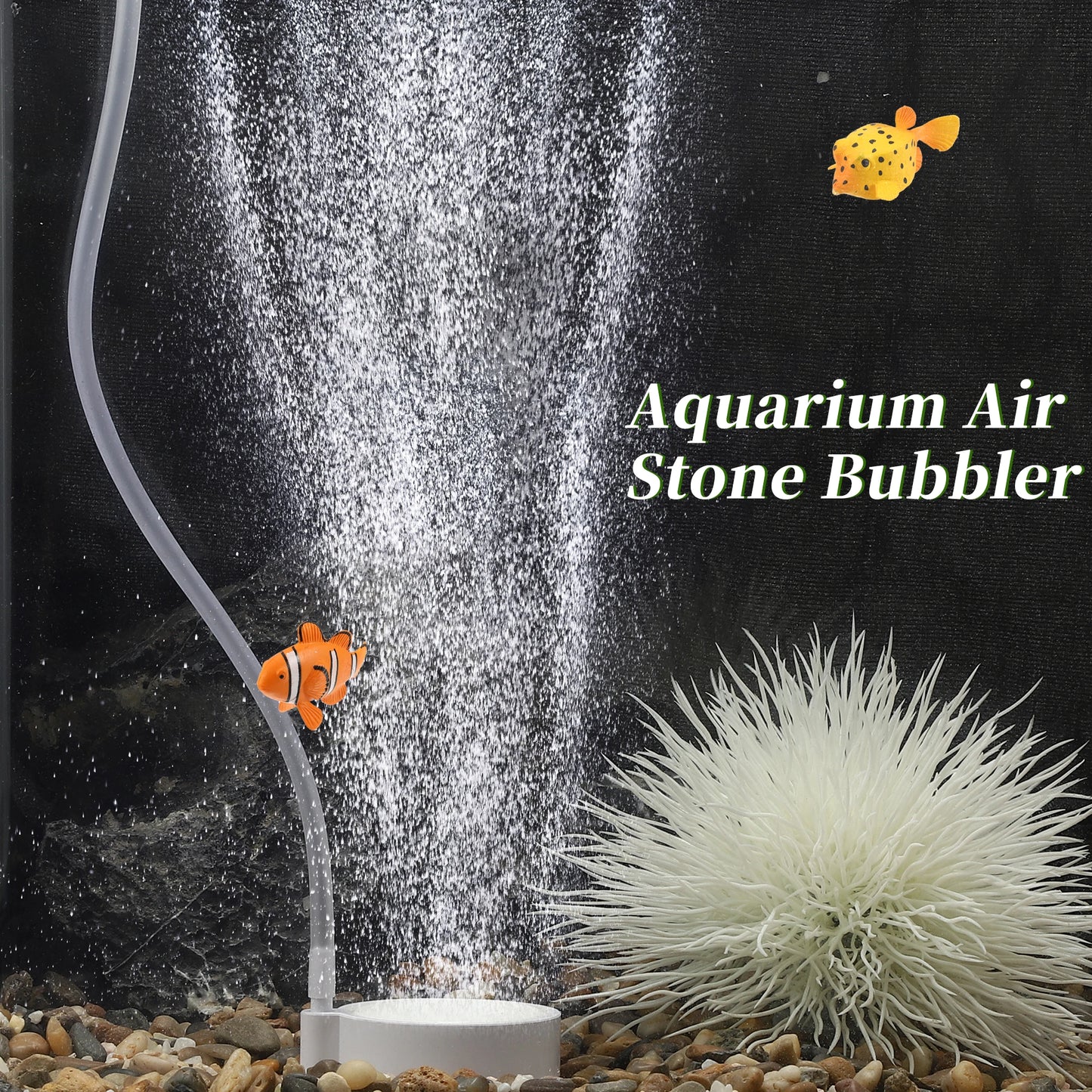 UXCELL 5cm Fish Tank Bubblers Air Stone Nano Air Disk Stone Sets Mini Air Pump Accessories with Tube Suction Cups Air Valve