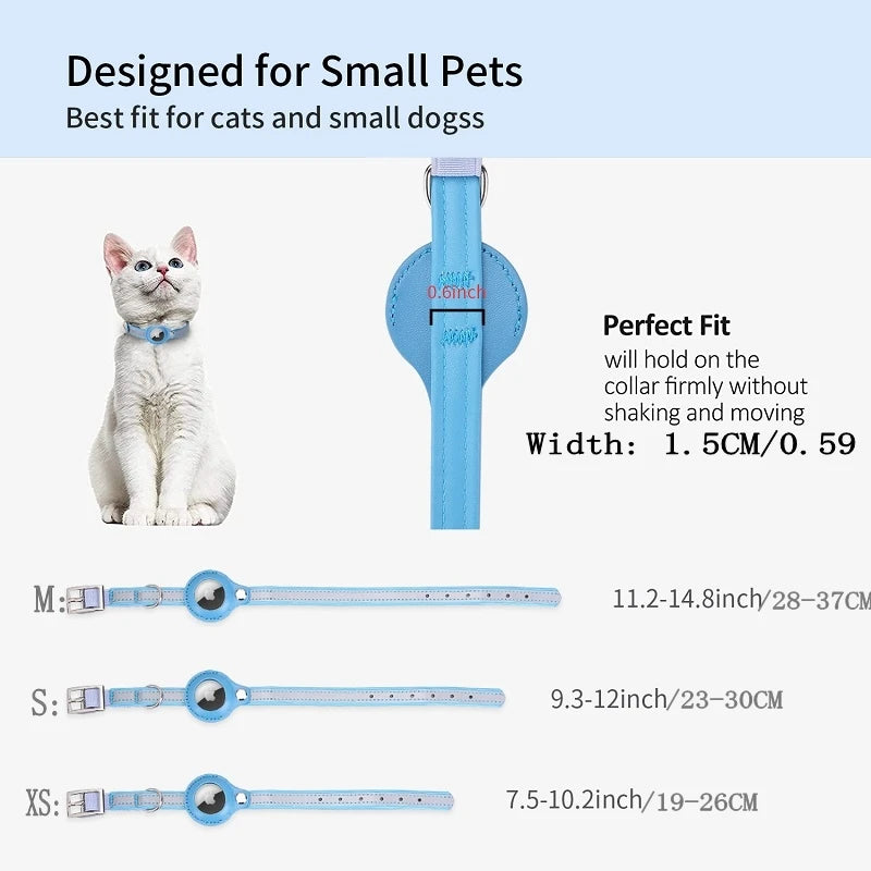 Adjustable Leather Pet Collar for Apple Airtag, Location Tracker, Dog, Cat, Anti-lost, Reflective Protection Case,Dog Products