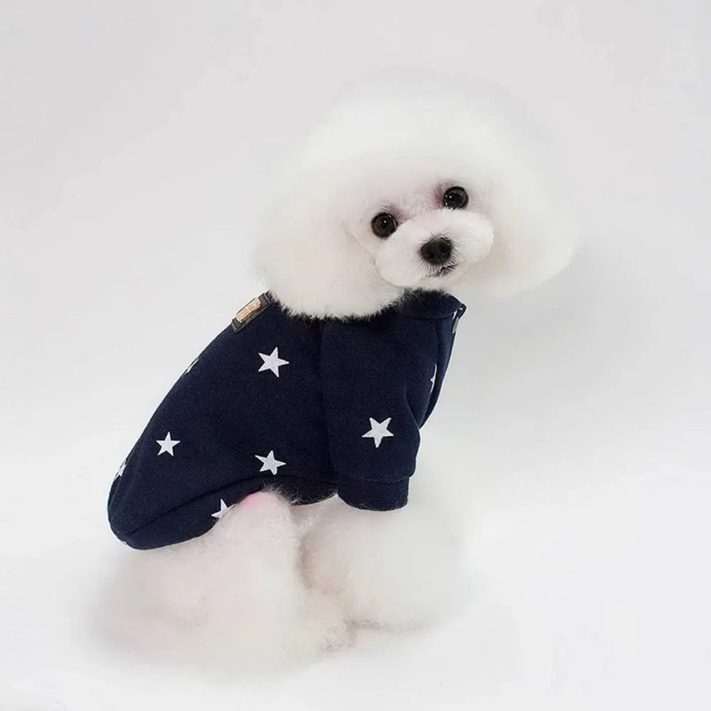 Fashion Star Pet Fleece Sweatshirt Sweater Jacket for Small Dogs Cats Crewneck Winter Coat Puppy Clothes for Poodle Shih Tzu Pug