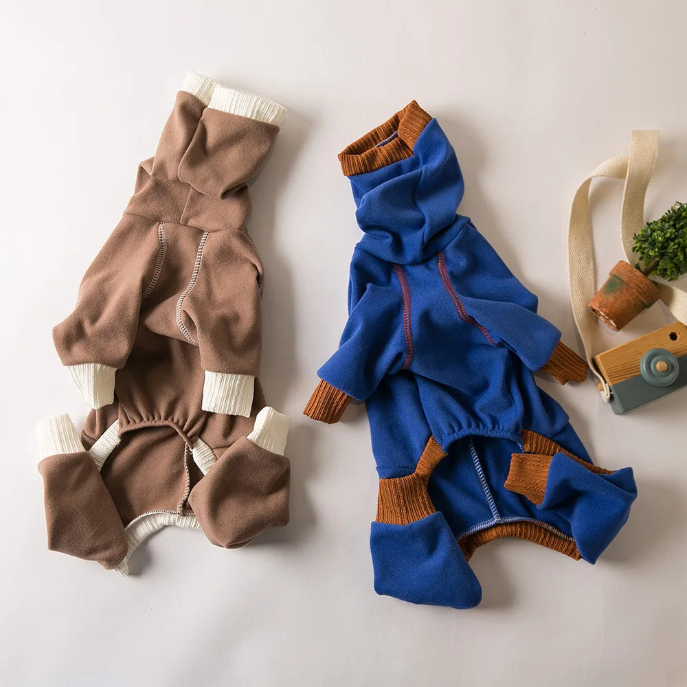 Whippet Greyhound Clothes Dog Winter Warm Pajamas Onesie Turtleneck Jumpsuit Four-Leg Rompers Long Sleeve for Medium Large Dogs