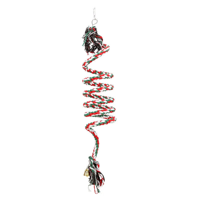 50/100/150/200cmParrot Bird Standing Toys Cotton Rope Colorful Toy Chew Perches for Bird Cage Standing Woven Rope Bird Accessory