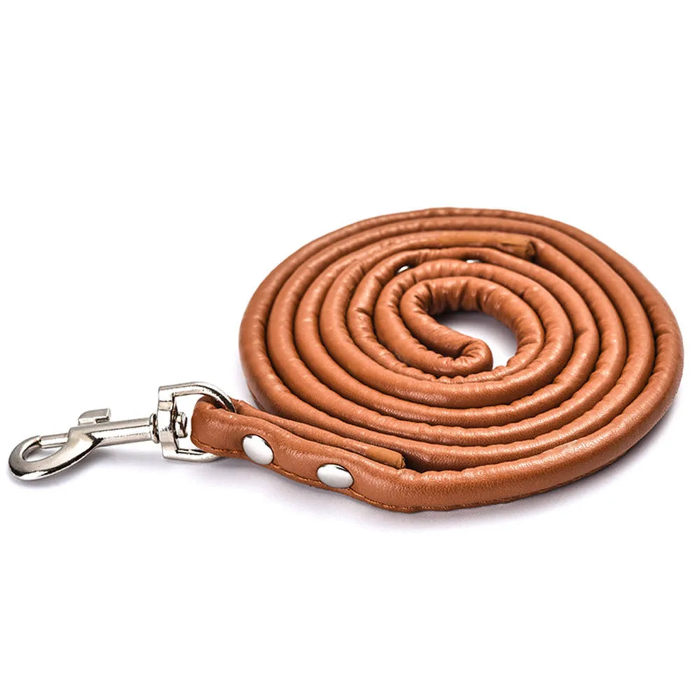 Pet Products Round Colorful PU Rolled Dog Walking Leashes for Small Medium Breeds Dogs Puppy Chain Lead Training Walking Leash