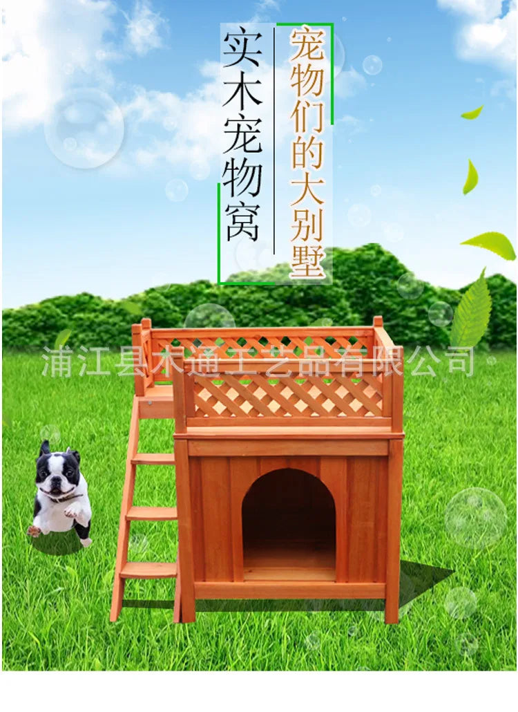 Teddy's Nest Kennel Wooden Cage Kennel Dog Furniture Small Double Deck Kennel Cat Villa Cat Nest Cattery