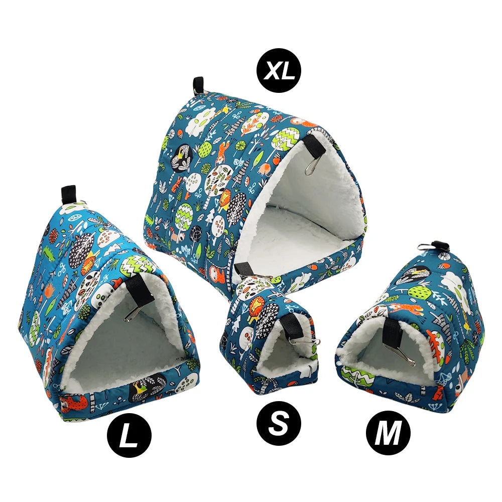 1pc Cute Print Bird Bed Mini Cage Rabbit Squirrel Mat Guinea Pig Nest Hamster House Small Animal Sleeping Bed Pet Hanging Cage