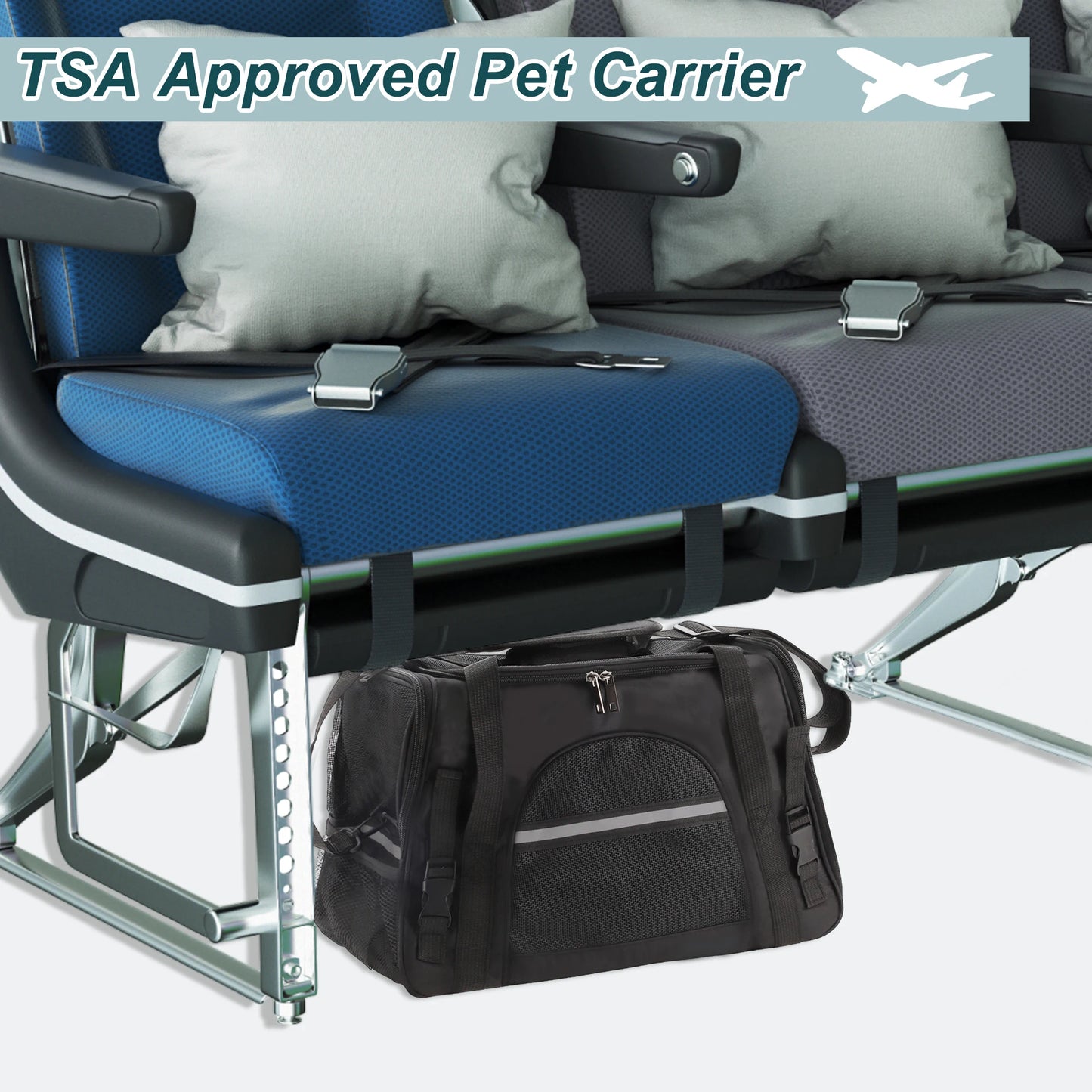 UXCELL Pet Carrier Puppy Carrier Dog Bags for Small Cats Dogs Puppies Up to 13 Lbs Black 600D Oxford Cloth Pet Carriers