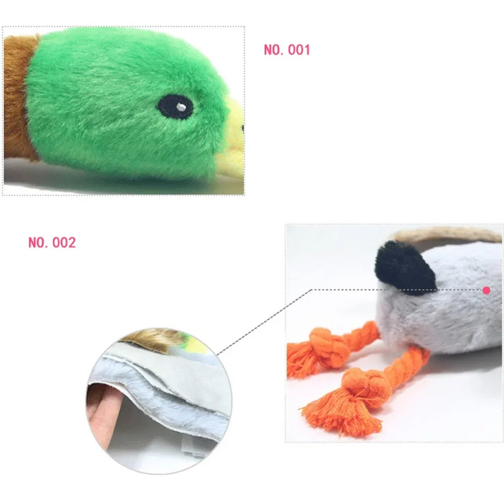 Durable Plush Duck Dog Toy for Aggressive Chewers Pet Mallard Duck Dog Toy Squeaky Plush Puppy Toy for Small Medium Large Dogs