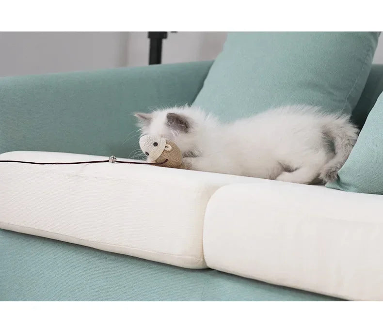 40cm Pet Cat Teaser Toys Feather Linen Wand Cat Catcher Teaser Stick Cat Interactive Toys Wood Rod Mouse Toy with Mini Bell