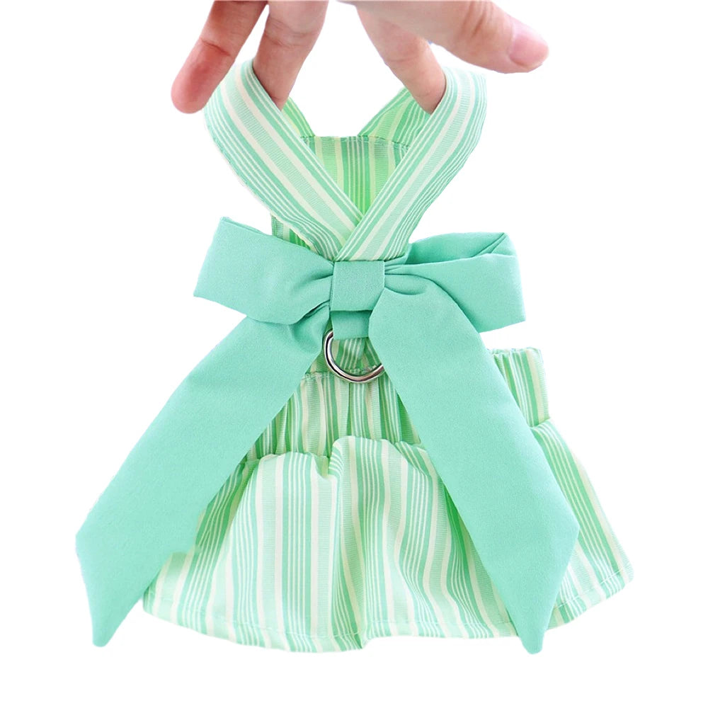 Summer Puppy Dog Skirt Dress with Buckle Sweet Stripe Pet Clothes for Small Dogs Pinscher Maltese mascotas Dresses disfraz perro
