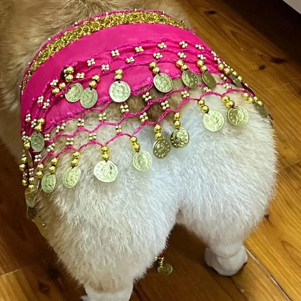 Dog Booty Shake Dance Booty Towel Decoration Pet Clothes Wrap Belly Skirts Scarf Pet Dancing Dance Hip Clothes Belt C1D2