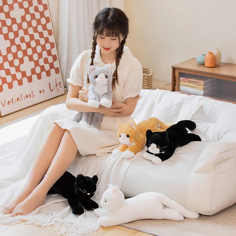 53CM Cute Simulated Cat Doll Plush Toy Stuffed Soft Animal Plush white Gray Kitten Pillow Kids Girls Birthday Gift Pet Toys Deco