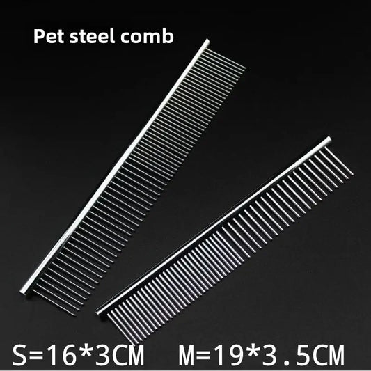 Stainless Steel Pet Grooming Comb Dog Comb Steel Comb Silver Cat Hair Removal Comb Double-sided Comb Pet Supplies Wholesale
