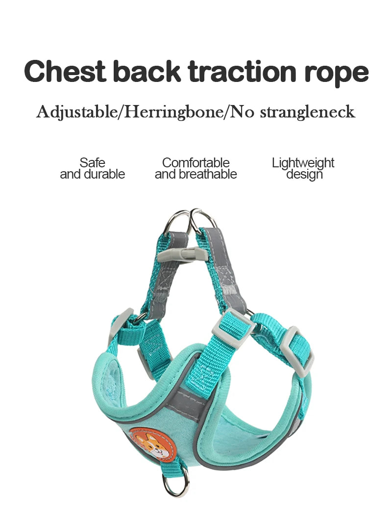 Pet Suede Chest Harness Vest Dog Strap Reflective Leash Retractable For Small Light And Convenientn