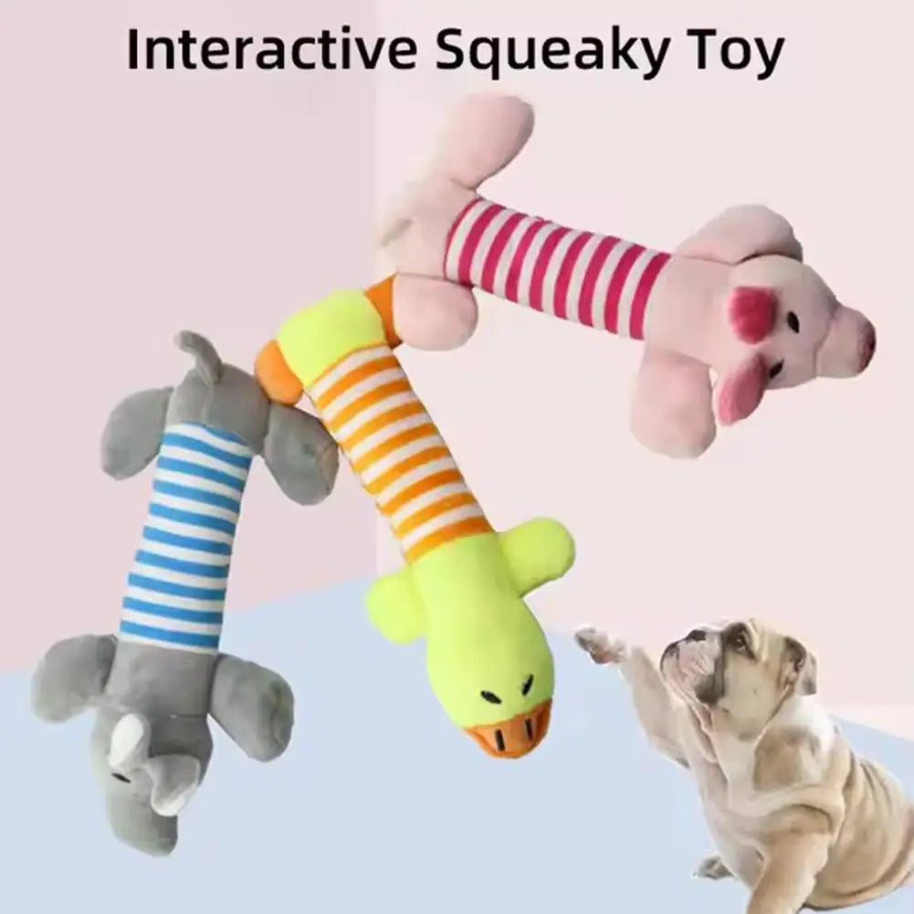 Pet Toys Cute Pet Chewing Teething Toys Cartoon Embroidery Bite-resistant Decompression Duck Pig Elephant Sounding Toys