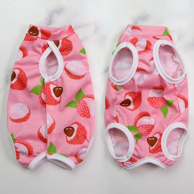 Cute Cartoon Print Overalls for Small Medium Dogs After Sterilization Dressing Surgery Pet Cat Outfit Soft Cotton Puppy T Shirts