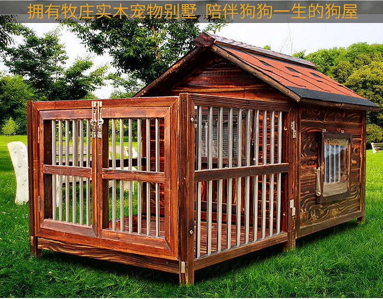 4XL Pet Kennel Large Dog Summer Cooler All Seasons Universal Medium Dog Kennel Solid Wood Removal and Washing