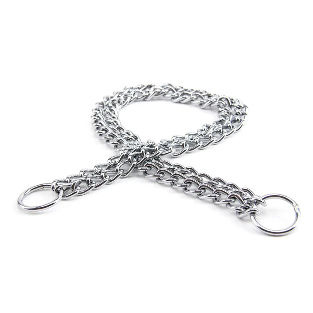 Chain Dog Training Choke Collar Adjustable Double Row Stainless Steel Chain Slip Collar Strong & Durable Dog Slip P Chain Collar