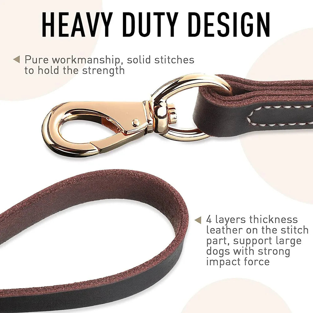 Genuine Leather Short Dog Leash 30cm Short Dog Traffic Lead Leash for Large Medium Dogs Pet Training Walking Leash for Big Dogs