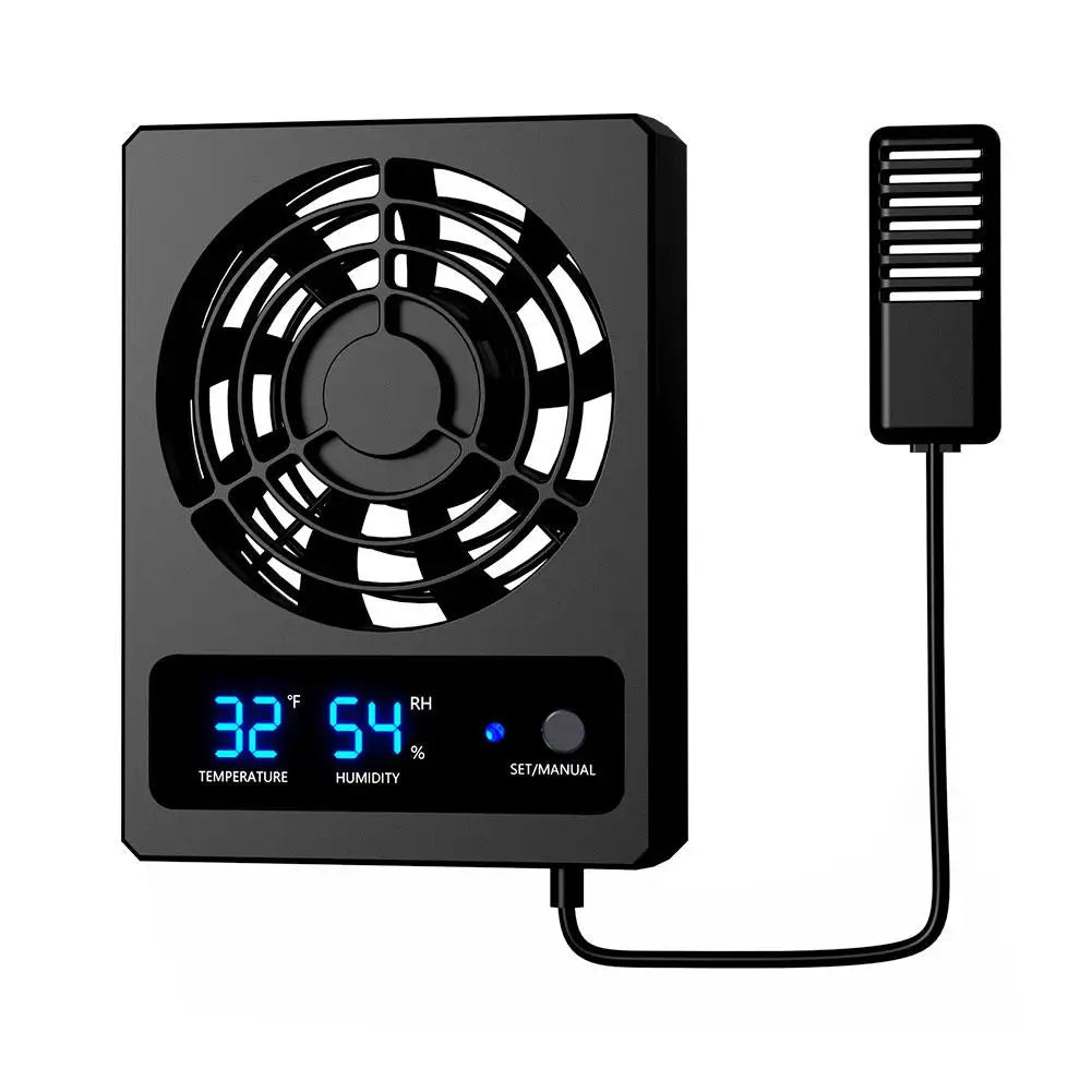 Smart Cooling Fan For Reptile Tank With LED Display Ventilation Fan For Reptile Enclosure Dehumidifier For Rainforest Terra X2J2