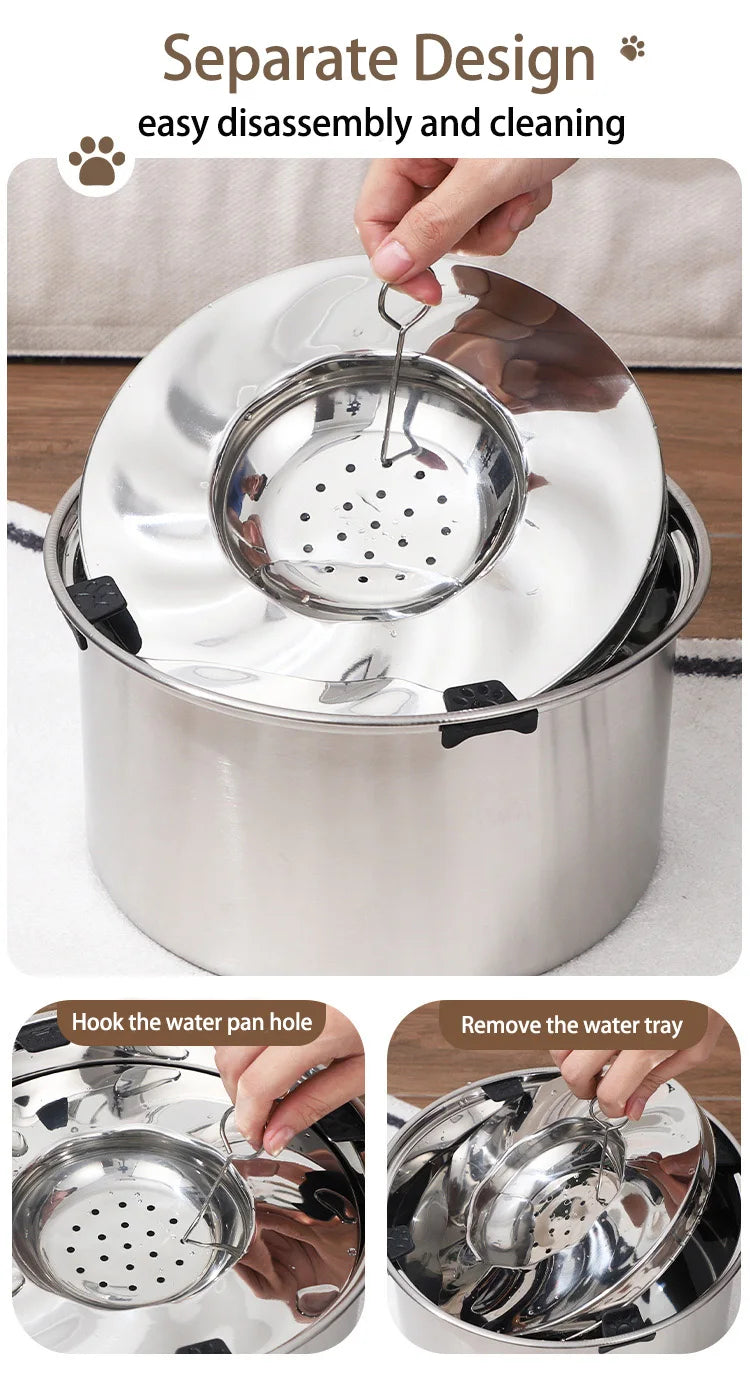 1L/3L/5.6L Stainless Steel Dog Floating Bowl, No Spill Anti-Splash Dog Water Dispenser, Non-Slip Dog Cat Pet Water Feeder Bowl