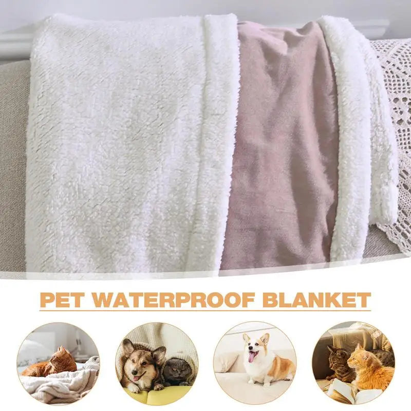 Waterproof Blanket For Dogs Double Layer Thickened Warm Washable Dog Blankets Short Plush Cover Blanket Four Seasons General For