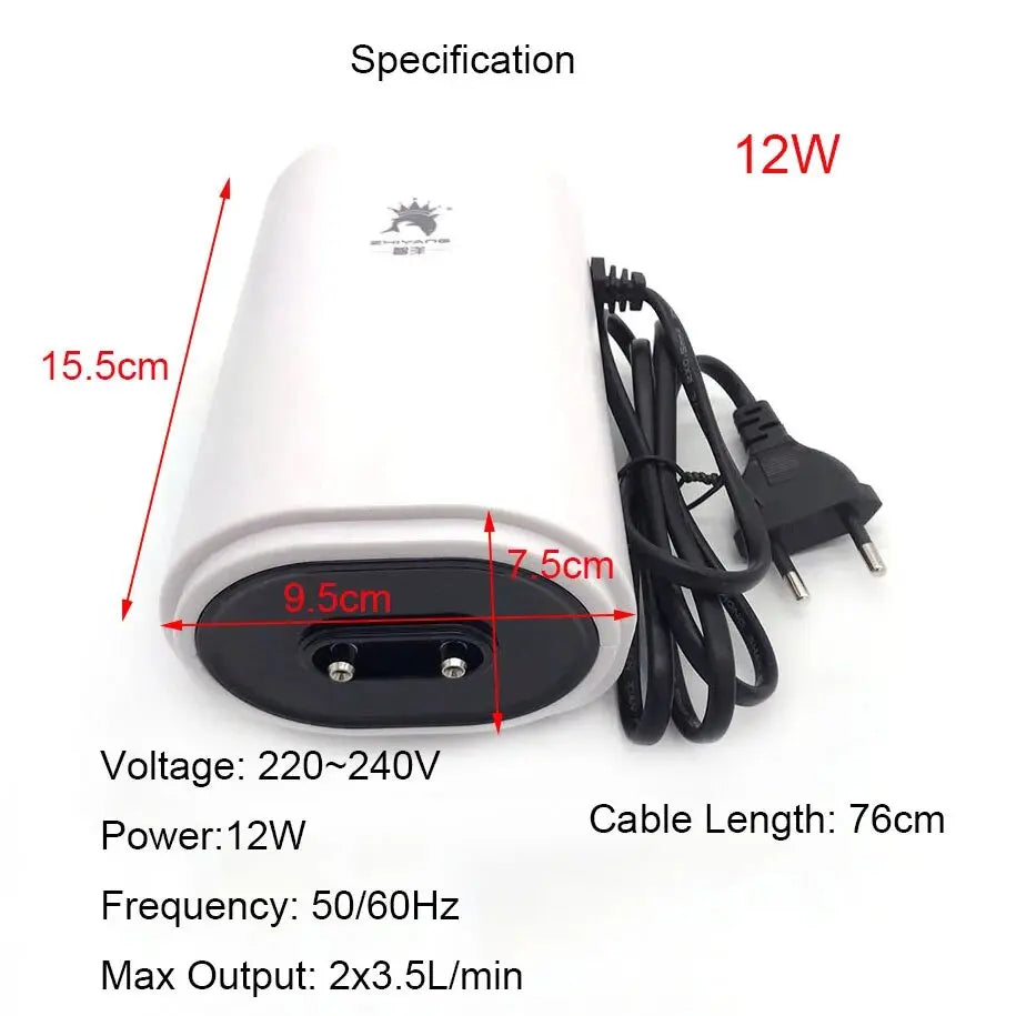220V 3.5W 8W 12W Aquarium Air Pump Fish Tank Mini Air Compressor Oxygen Pump Aquarium Fish Tank Accessories Two Outputs Silent