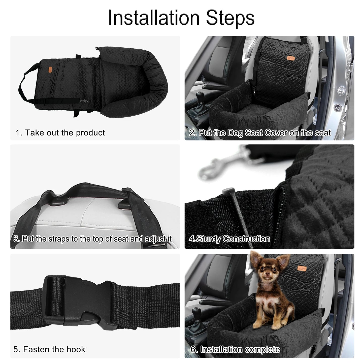 UXCELL Dog Car Seat Booster Seat Hammock Pet Carriers Bag Adjustable for Puppy Cat Pets Soft Bottom Travel Bed Accessories